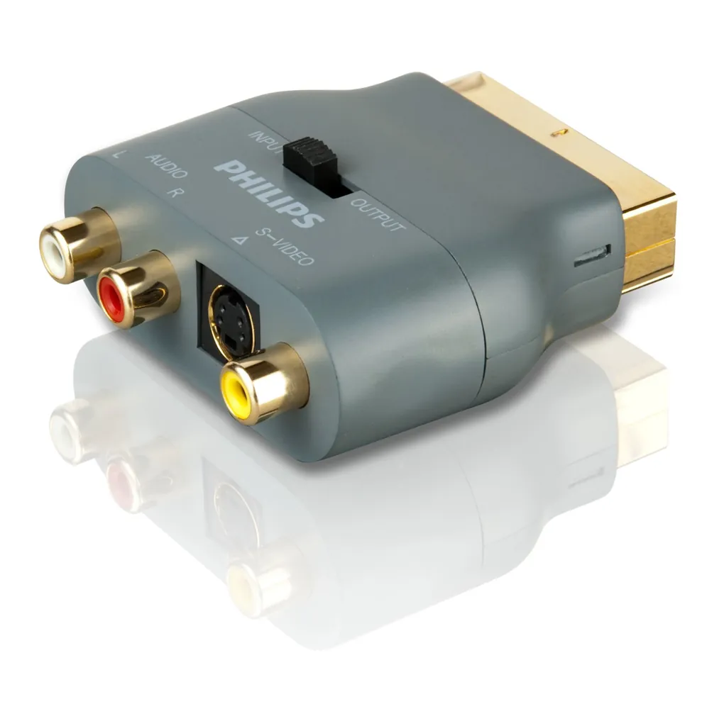 Philips SWV4562W/10 cambiador de género para cable SCART (21-pin) 3 x RCA + S-Video Gris