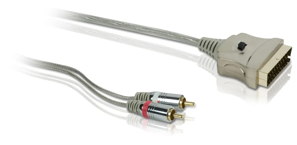 Philips SWV3622W/10 adaptador de cable de vídeo 1,5 m SCART (21-pin) 2 x RCA Plata