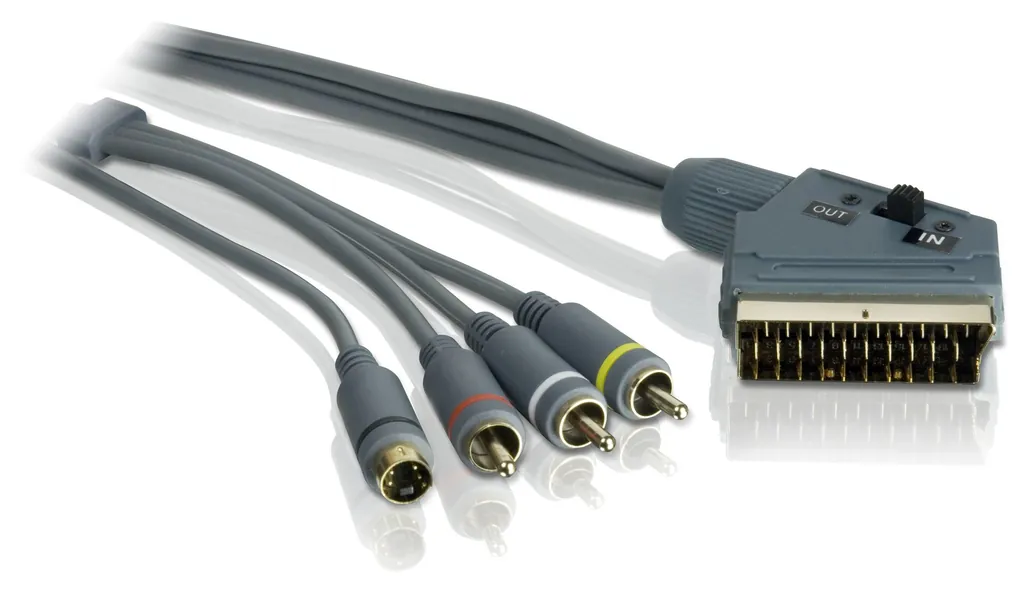 Philips SWV4255W/10 adaptador de cable de vídeo 1,5 m SCART (21-pin) 3 x RCA + S-Video Gris