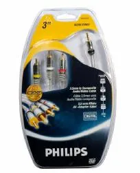 Philips SWV3533/10 cable de vídeo compuesto 3 m 3,5mm 3 x RCA Plata