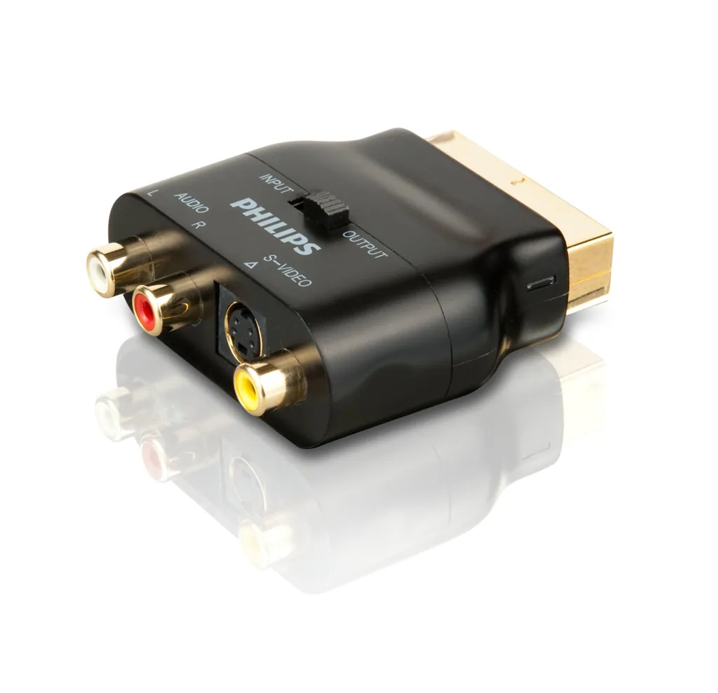 Philips SWV7562W/10 cambiador de género para cable SCART AV, S-video Negro