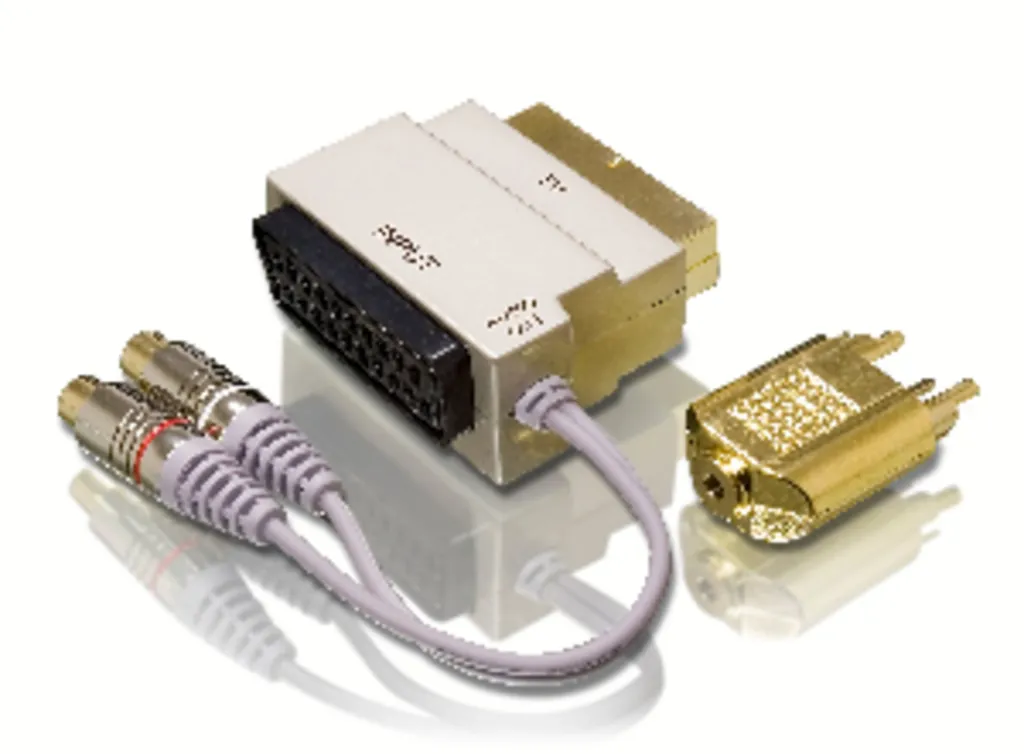 Philips SWV3562/10 cambiador de género para cable 2xRCA Scart Oro, Blanco