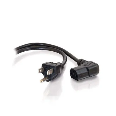 C2G 10ft Universal Right Angle 18 AWG Power Cord (IEC320C13 R/A -> NEMA 5-15P) Negro 3 m