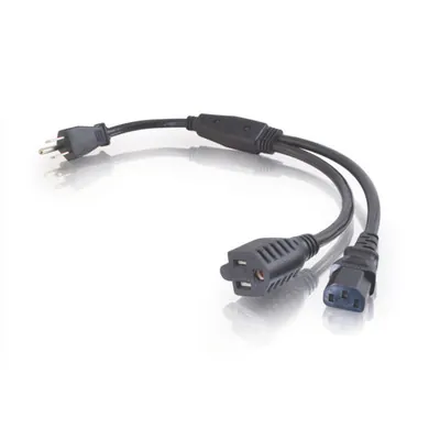 C2G 6ft 1-to-2 16 AWG Power Cord Splitter (NEMA 5-15P -> 1 NEMA 5-15R / 1 IEC320C13) Negro 1,8 m