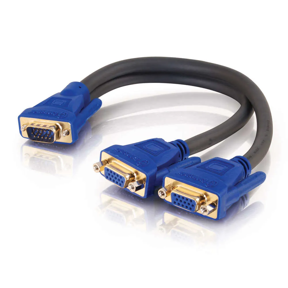 C2G Ultima HD15 Male to Dual HD15 Female SXGA Monitor Y-Cable cable DVI 0,3 m 2 x DVI-I DVI-I Negro, Azul