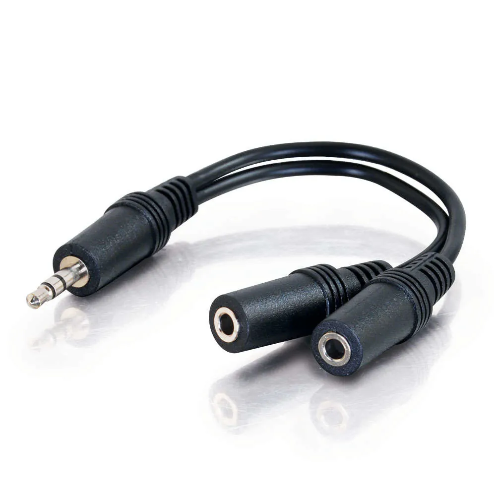 C2G Value Series 3.5mm Stereo Plug to 3.5mm Stereo Jack x2 Y-Cable cable de audio 0,15 m 3,5mm Negro