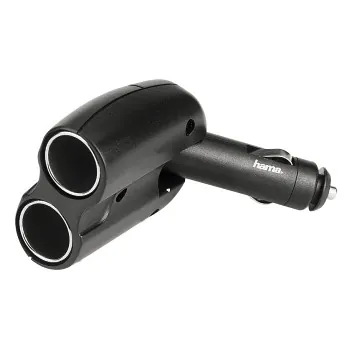 Hama 2-way Distributor - Cigarette Lighter Socket 180°, 12 V Negro