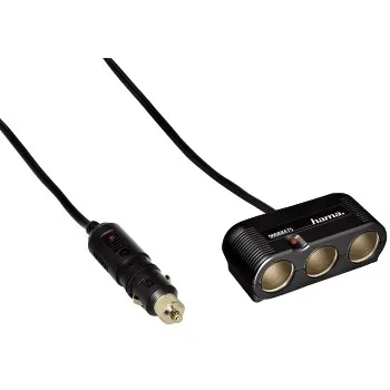 Hama 3-way Distributor for Cigarette Lighter Socket, 12 V, black Negro 2 m