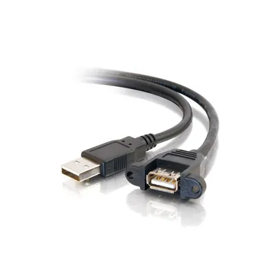 C2G 2ft USB 2.0 A Male to A Female Panel Mount Cable cable USB 0,6 m USB A Negro
