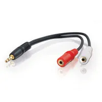 C2G 6in 3.5mm Stereo M / 3.5mm Stereo F Y-Cable cable de audio 0,15 m 3,5mm 2 x 3.5mm Negro