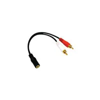 C2G 6in 3.5mm Stereo F / RCA M Y-Cable cable de audio 0,15 m 3,5mm 2 x RCA Negro