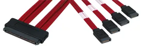 Lindy SAS / 4 x SATA II Multilane Cable cable de SATA 0,5 m Rojo