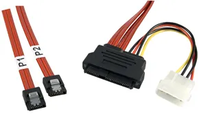 Lindy 2 x SATA / SAS + 5.25" Power Cable cable de SATA 0,5 m Rojo