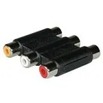 C2G Stereo Audio/Video Coupler Female to Female 3 x RCA Negro