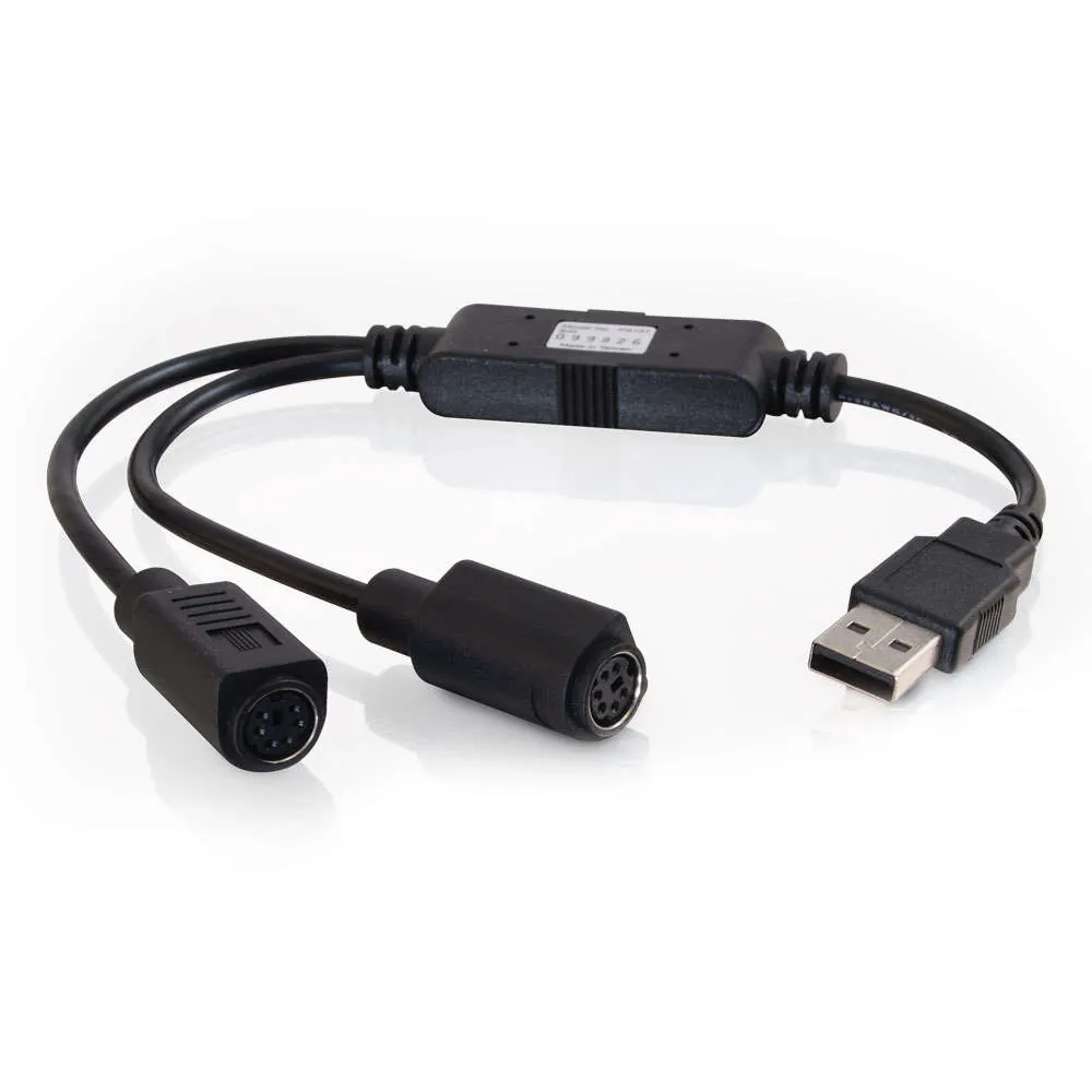 C2G USB PS/2 Keyboard/Mouse Adapter Black 2 x mini-DIN 6-pin Negro