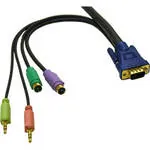 C2G 10m KVM HD15 VGA Cable + Speaker and Mic cable para video, teclado y ratón (kvm) Negro