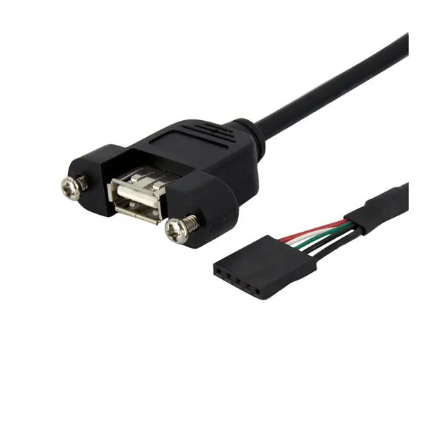 StarTech.com 30 cm Inbouwpaneel USB Kabel - USB A naar Moederbord Aansluitkabel F/F cable USB 0,3 m Negro