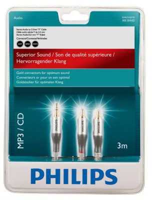 Philips SWA3162S/10 cable de audio 3 m 3,5mm 2 x RCA Plata