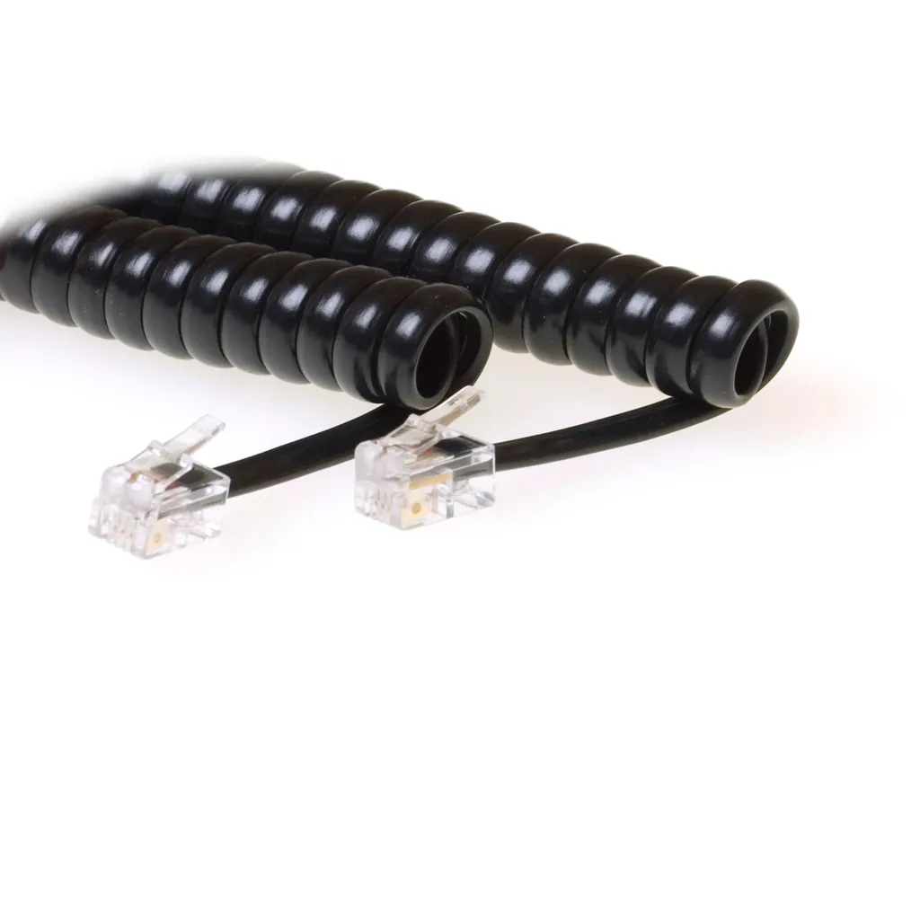 ACT Coiled phonehorn cable 1,5 m Negro