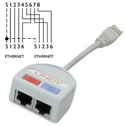 Lindy STP Port Doubler, 2 x 10Base-T -> 1 Port cable de red Gris