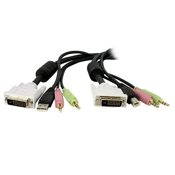 StarTech.com 4-in-1 USB Dual Link DVI-D KVM cable para video, teclado y ratón (kvm) Negro 4,57 m