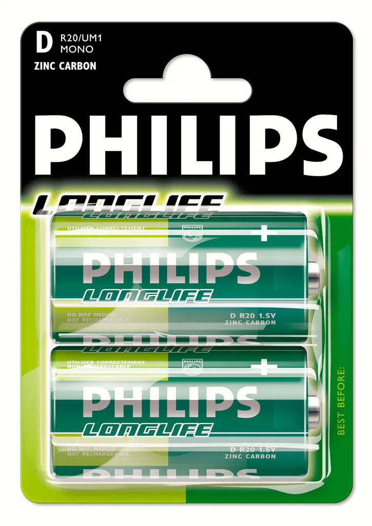 Philips LongLife R20-P2/01B pila doméstica Batería de un solo uso D Zinc-carbono