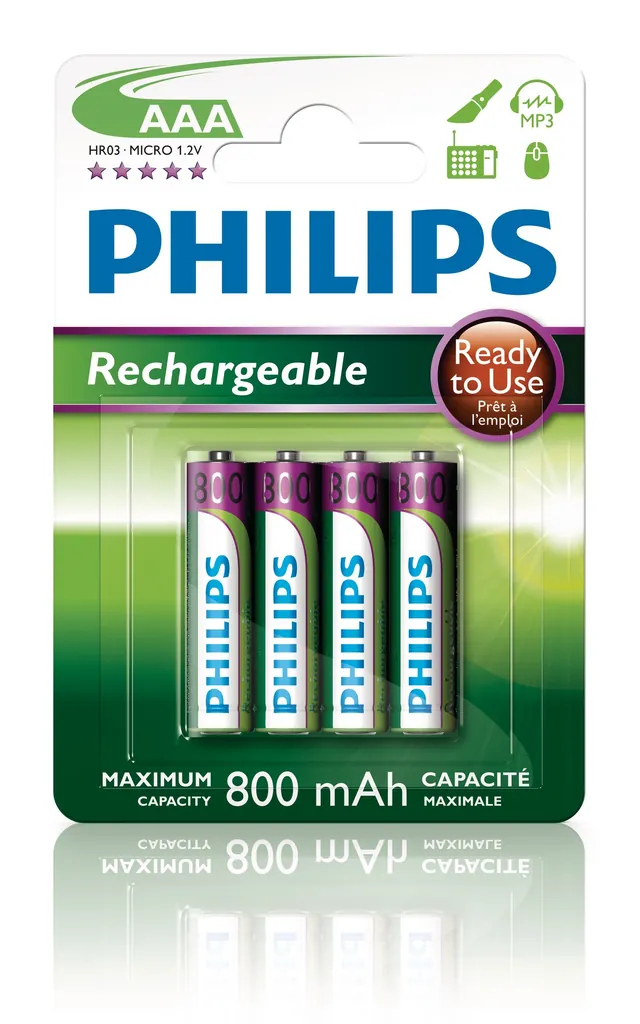 Philips R03B4RTU8/10 pila doméstica Batería recargable AAA Níquel-metal hidruro (NiMH)