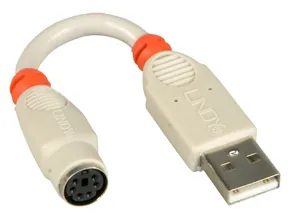 Lindy PS/2 - USB Adapter Cable cable ps/2 0,1 m 6-p Mini-DIN USB A Gris