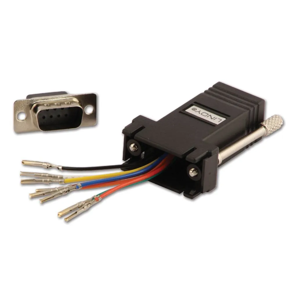 Lindy 70246 cambiador de género para cable RJ-45 FM 9-pin D M Negro