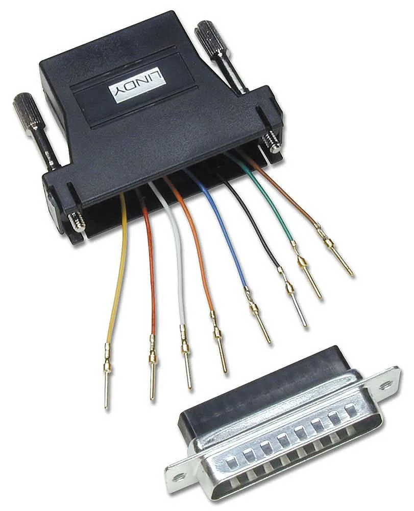 Lindy 70244 cambiador de género para cable RJ-45 FM 25-pin D M Negro