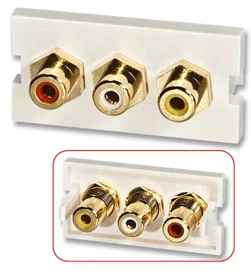 Lindy 3 x Phono Snap-in Block 3xRCA Blanco