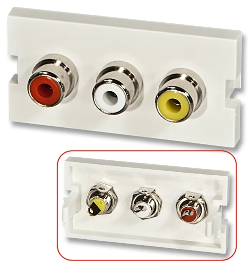 Lindy Audio-Video 3xRCA Snap-In-Module Blanco