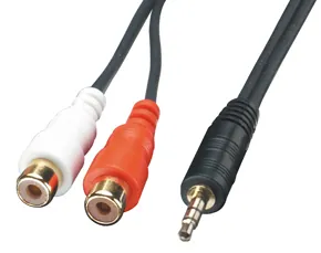 Lindy AV Adapter Cable - 3.5mm Male -> 2 x RCA Female cable de audio 0,25 m 3,5mm Negro