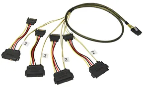 Lindy Mini SAS -> 4 x SAS & SATA Power Cable, 1m Multicolor