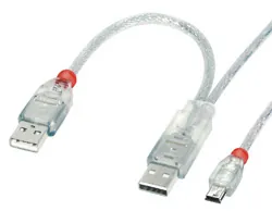 Lindy USB 2.0 2 x A (20cm) / Mini-B 0.5m cable USB 0,5 m USB A Mini-USB B