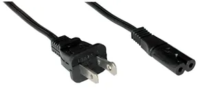 Lindy US Mains Cable - 2 Pin Plug to Figure 8 Connector, 2m Negro IEC 320