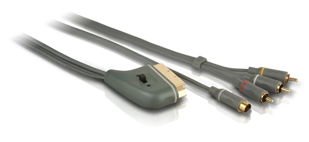 Philips SWV4255S/10 adaptador de cable de vídeo 1,5 m SCART (21-pin) 3 x RCA + S-Video Gris
