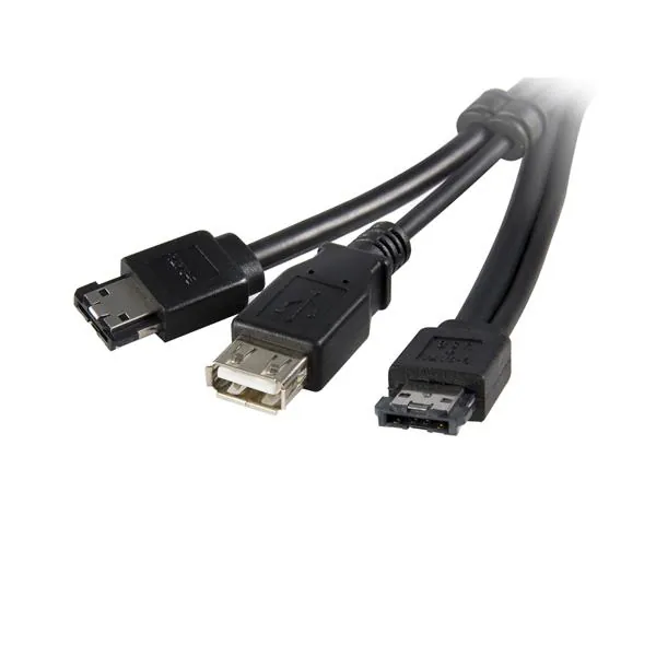StarTech.com 3 ft Power eSATA Male -> eSATA Male / USB A Female Cable cable de SATA 0,9 m Negro