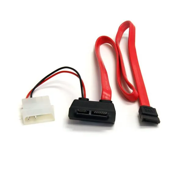 StarTech.com Right Angle Slimline SATA Female to SATA w/ LP4 Power Cable 0,508 m Rojo