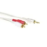 ACT High quality 2x RCA male to 1x 3,5mm stereo jack male cable de audio 15 m Transparente