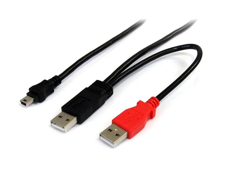 StarTech.com USB2HABMY3 cable USB USB 2.0 0,9 m Mini-USB B 2 x USB A Negro