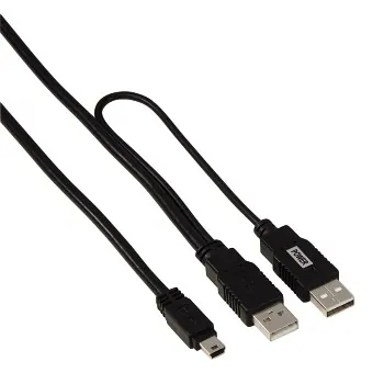 Hama Mini USB Y-Cable, 1.80 m cable USB 1,80 m USB A Mini-USB B Negro