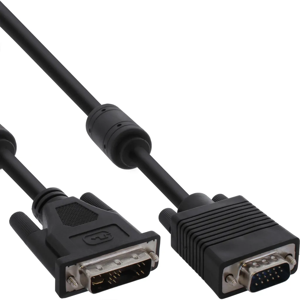 InLine 17782A adaptador de cable de vídeo 3 m DVI-A VGA (D-Sub) Negro