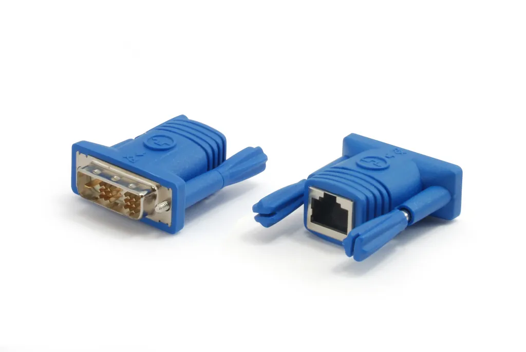 LevelOne ADE-8001 cambiador de género para cable DVI-D RJ-45 Azul