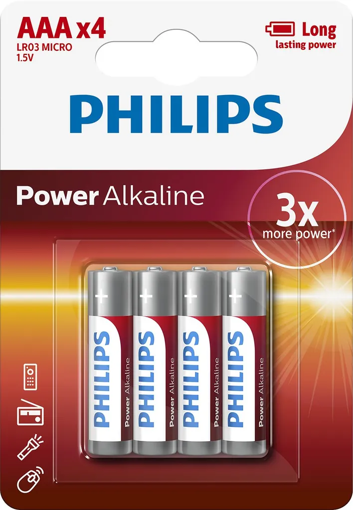 Philips Power Alkaline LR03P4B/10 pila doméstica Batería de un solo uso Alcalino