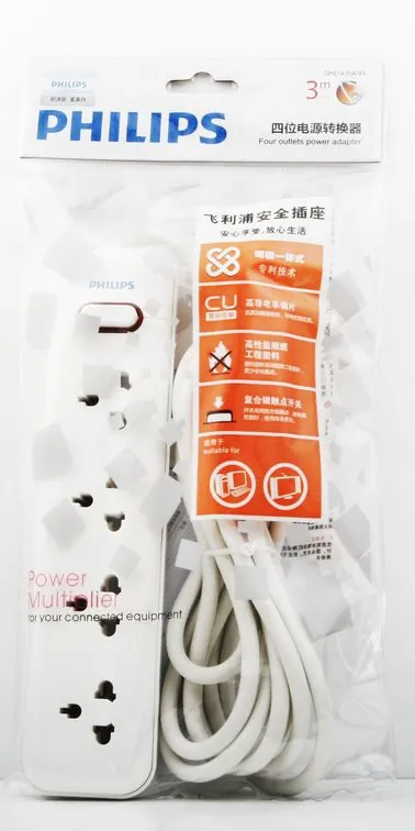 Philips SPS1430A/93 base múltiple 3 m 4 salidas AC Interior Blanco