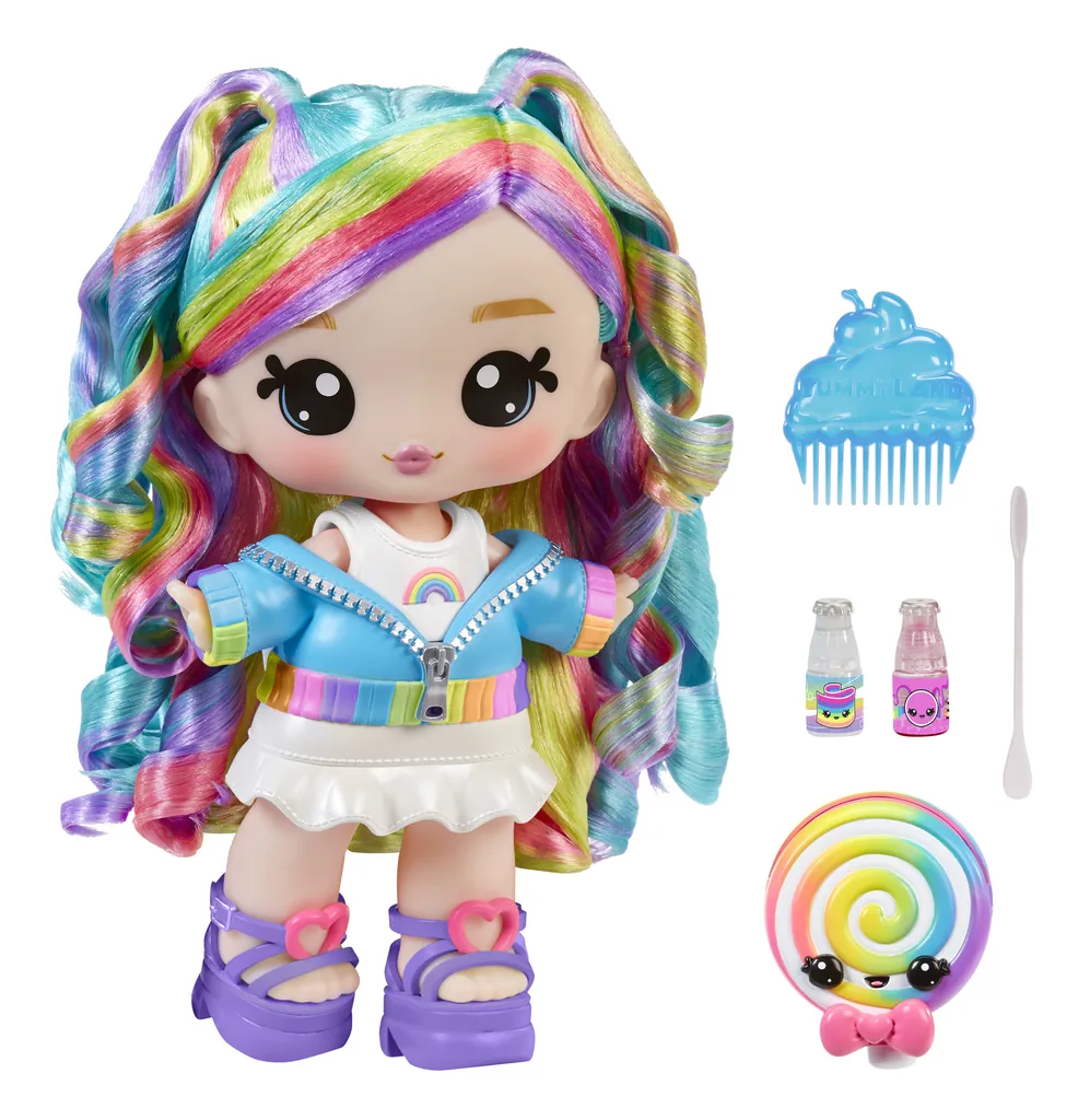 [121022] MGA Entertainment Yummiland Large Doll + Lipgloss Pet- Rainbow (Skyler Rainbow Belt)