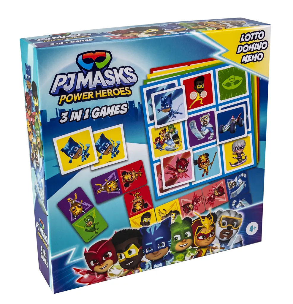 [60483] Tactic Peppa Pig PJ Masks 3 in 1 Lotto, Domino, Memo 15 min Juego de mesa Multigénero