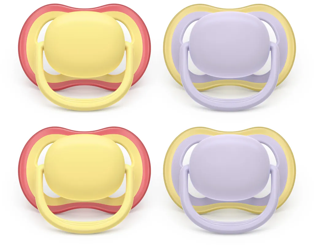 [SCF087/20] Philips AVENT SCF087/20 chupete de niño Chupete clásico para bebés Ortodóntico Silicona Lila, Amarillo
