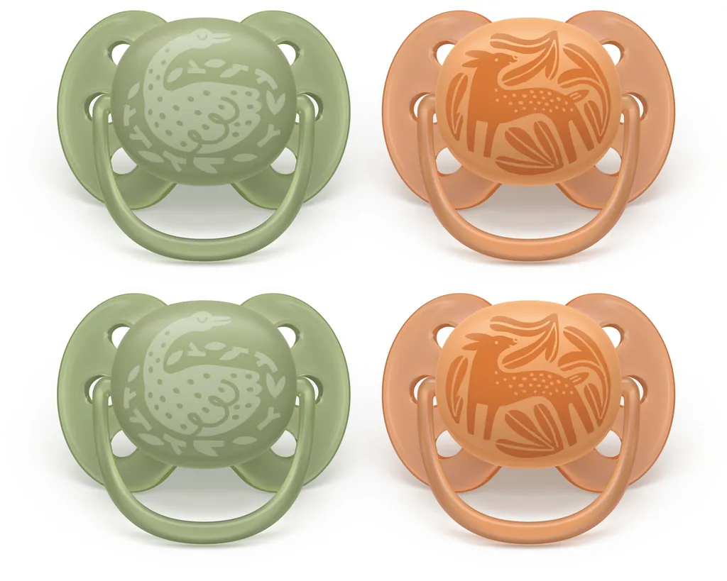 [SCF093/07] Philips AVENT SCF093/07 chupete de niño Chupete ultrasuave Ortodóntico Silicona Verde, Naranja